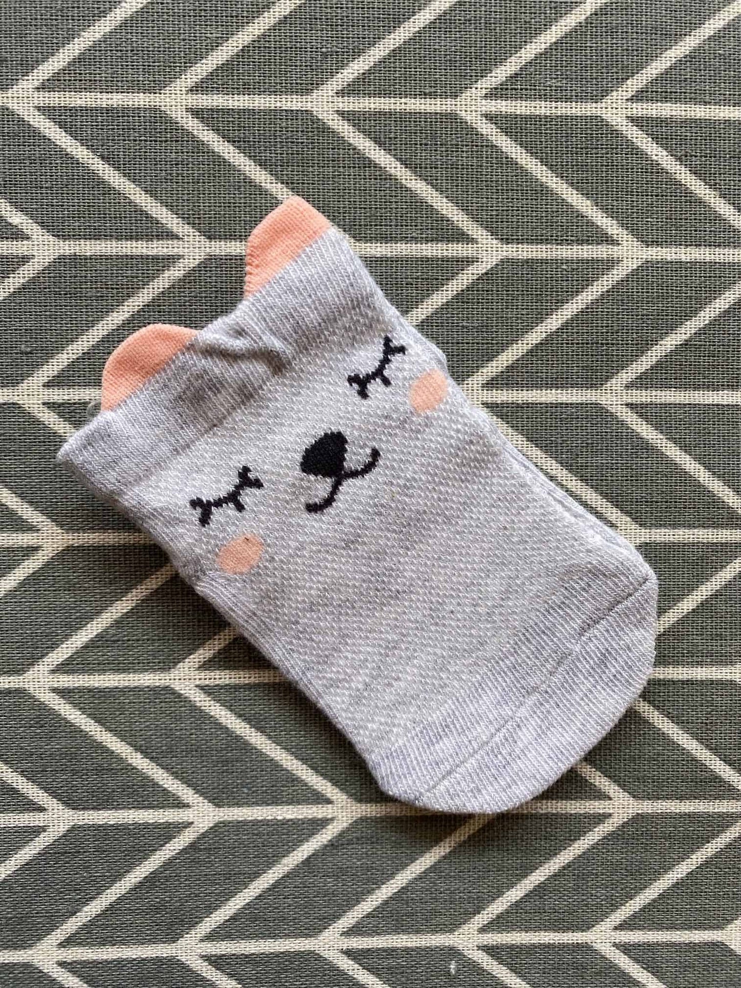 Cute Cartoon Faced Thin Cotton Socks