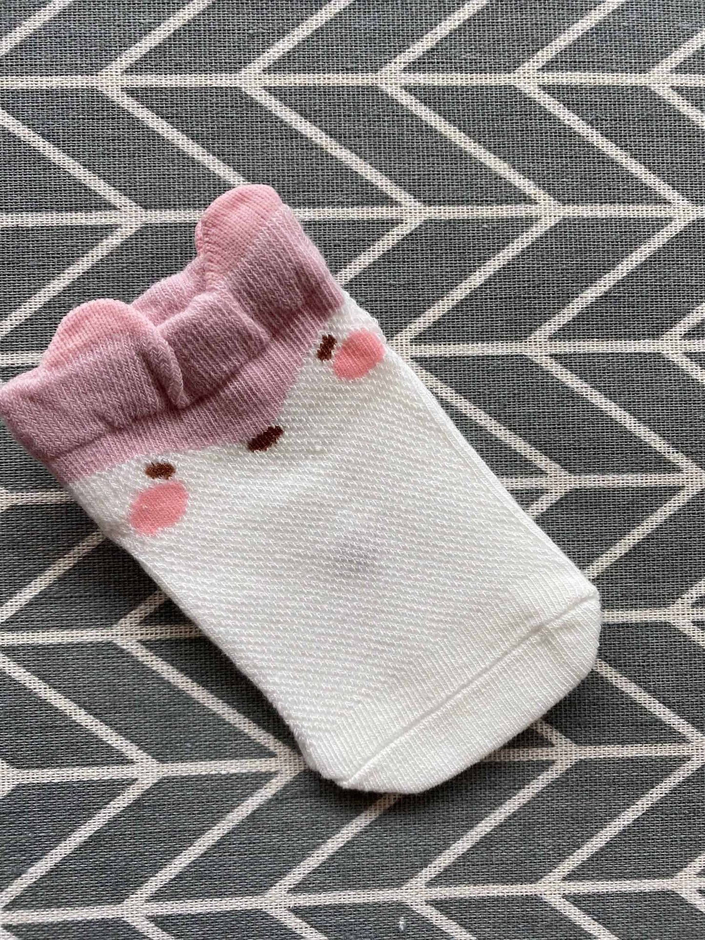 Cute Cartoon Faced Thin Cotton Socks
