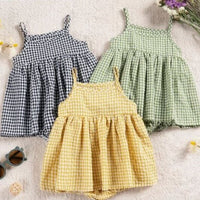 Spaghetti frock Romper in Checks