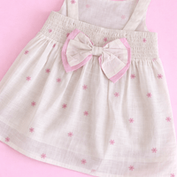 Off White Frock with Pink  Bow