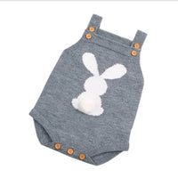 White & Grey Knitted Bunny Romper