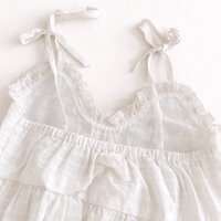 White Embroidered Spaghetti Ruffle Romper Butterfly