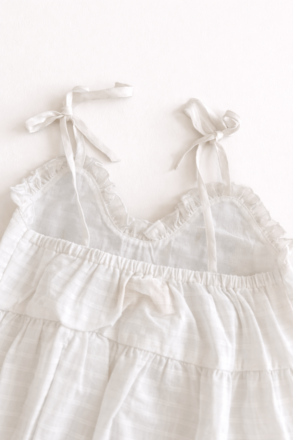 White Embroidered Spaghetti Ruffle Romper Butterfly