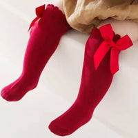 Knee Length Satin Bow Baby Girl Socks New