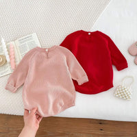 Knitted Cotton Bunny Sweater Rompers