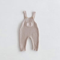 Beige Full Length Knitted Dungaree Romper