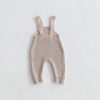 Beige Full Length Knitted Dungaree Romper