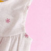 Off White Romper with Pink Organza Bow