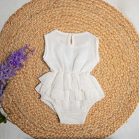 Muslin Cotton Sleeveless Ruffle Romper