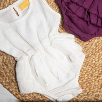 Muslin Cotton Sleeveless Ruffle Romper