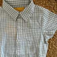 Baby Boy Checked Cotton Shirt Rompers