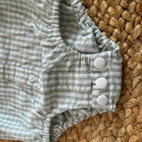Baby Boy Checked Cotton Shirt Rompers