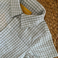Baby Boy Checked Cotton Shirt Rompers