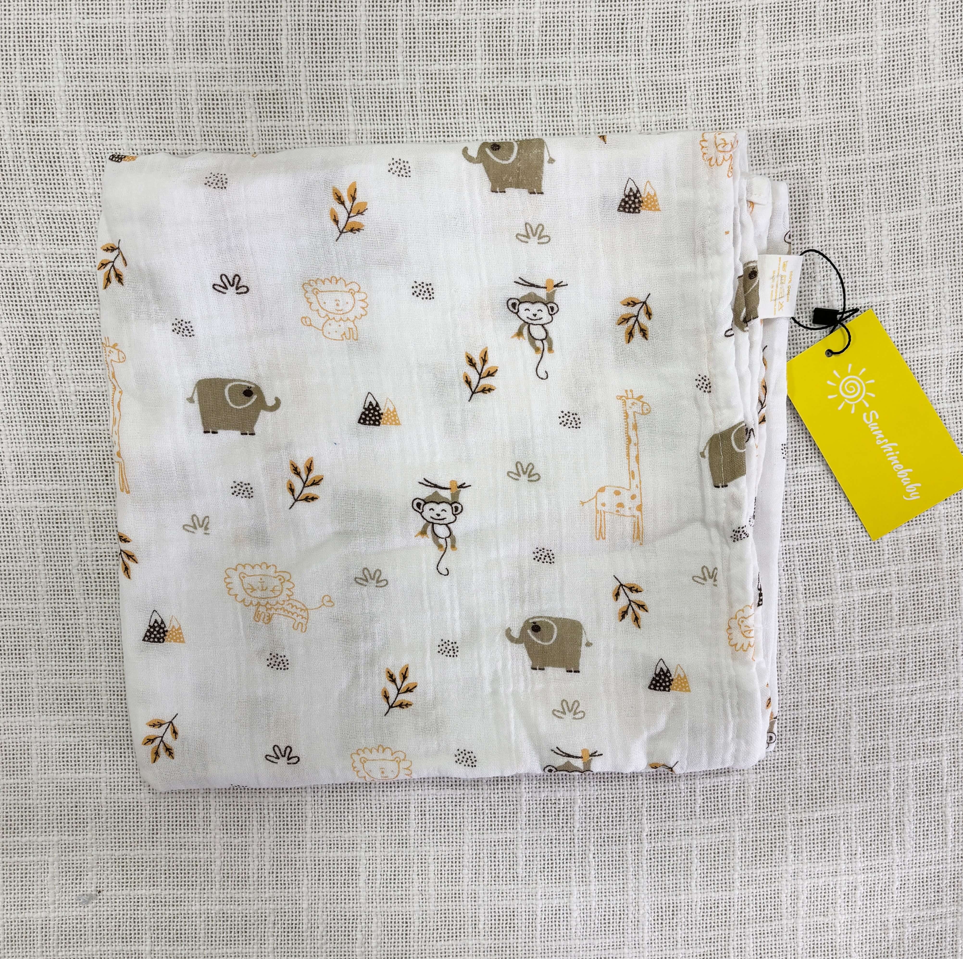 Muslin Cotton Baby Swaddles in 2 layered( 110*110 cms)