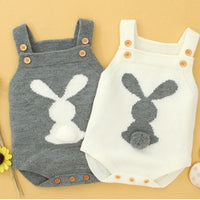White & Grey Knitted Bunny Romper