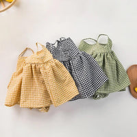 Spaghetti frock Romper in Checks