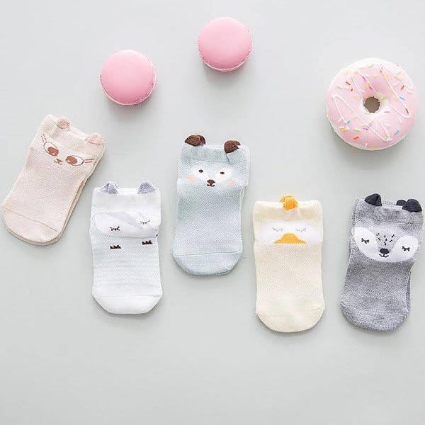 Cute Cartoon Faced Thin Cotton Socks