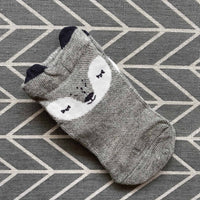 Cute Cartoon Faced Thin Cotton Socks