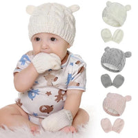 Baby Cable Knit Caps & Mittens Set