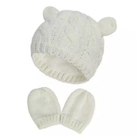 Baby Cable Knit Caps & Mittens Set