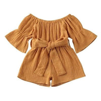 Off Shoulder Muslin Cotton Baby Girl Jumpsuits
