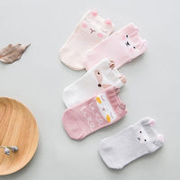 Cute Cartoon Faced Thin Cotton Socks