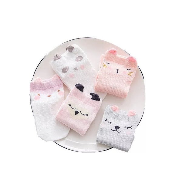 Cute Cartoon Faced Thin Cotton Socks