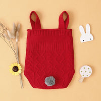 Knitted Bunny Tail Suspender Rompers